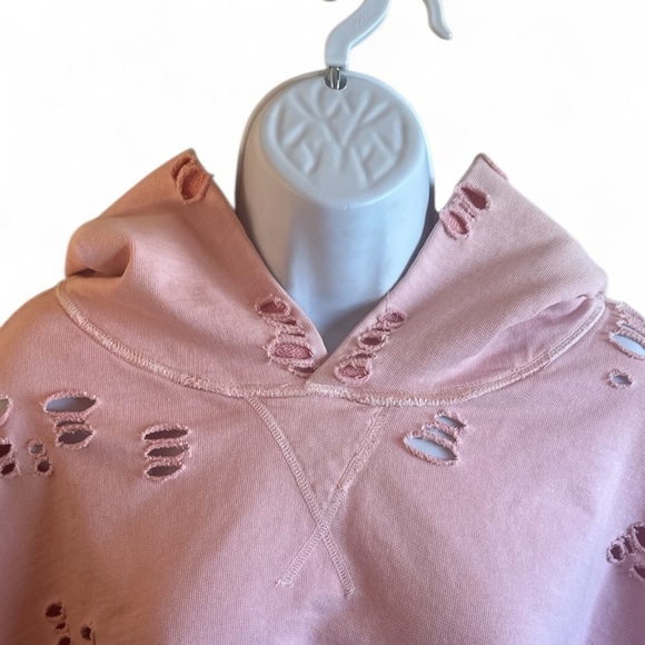 Lily & Lottie Chelsea Deboer Distressed Hoodie Size Medium Light Pink Raw Edges - Picture 2 of 13